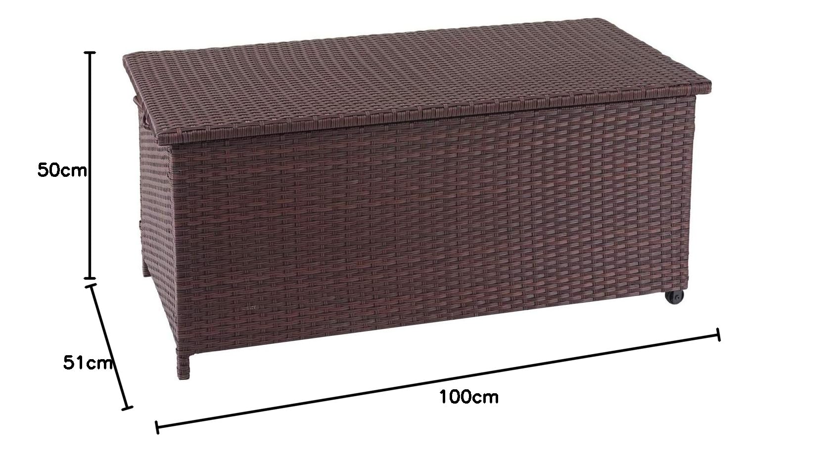 Mendler Polirattan skrzynia na poduszki HWC-D88, skrzynia ogrodowa, skrzynia premium, 51 x 100 x 50 cm, 170 l, kolor brązowy