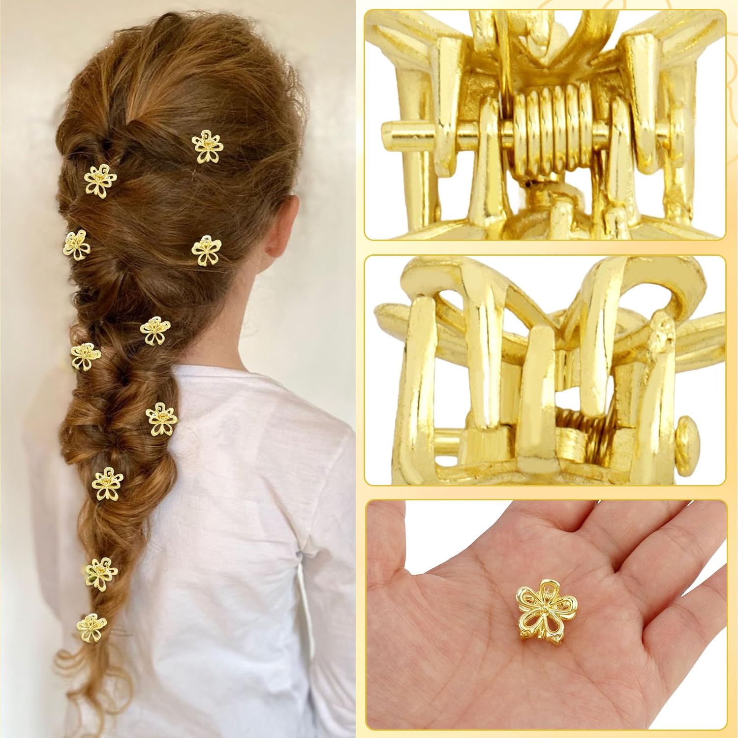 20Pcs Small Flower Hair Clips for Women Girls, Gold Cute Mini Tiny Flower Claw Clips for Decorative Hair Accessories - Image 4