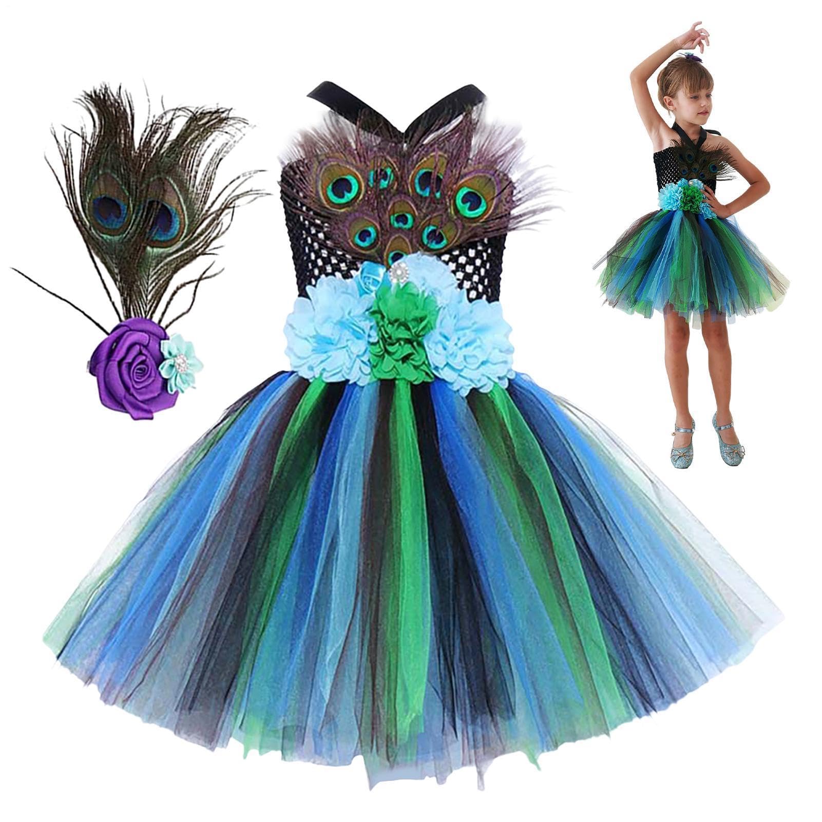 Tutu Abito Costume Svolazzante Maniche Corte con Fascia per Capelli