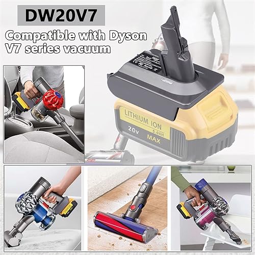 Miniatura 5 de V7 Adaptador de batería para aspiradora Dyson V7, adaptador V7 para batería Dewalt de 20 V para reemplazar la batería Dyson V7, funciona para