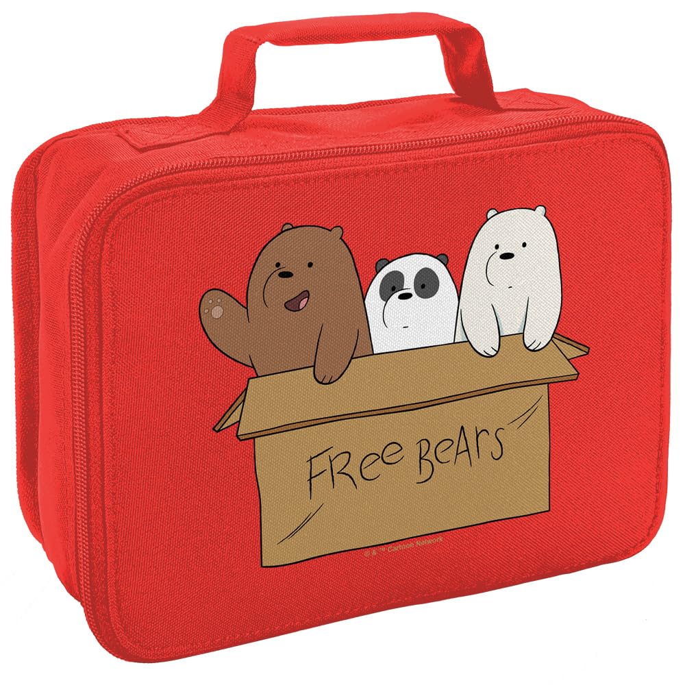 LOGOVISION We Bare Bears Baby Bears Insulated Soft Sided Lunch Box - Reusable Lunch Bag For School Office Work, BPA Free, Red
