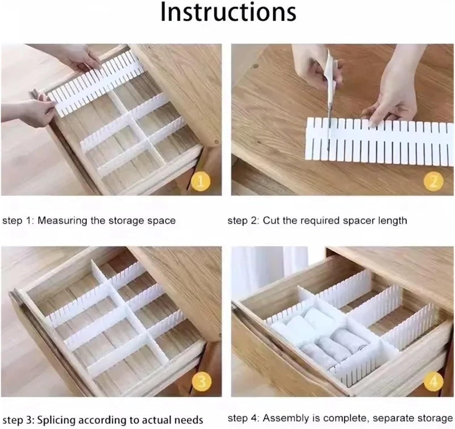 8PCS Drawer Divider Adjustable Household Storage Cabinet Combination Cosmetic Underwear Sock Sundries Organizer Tool