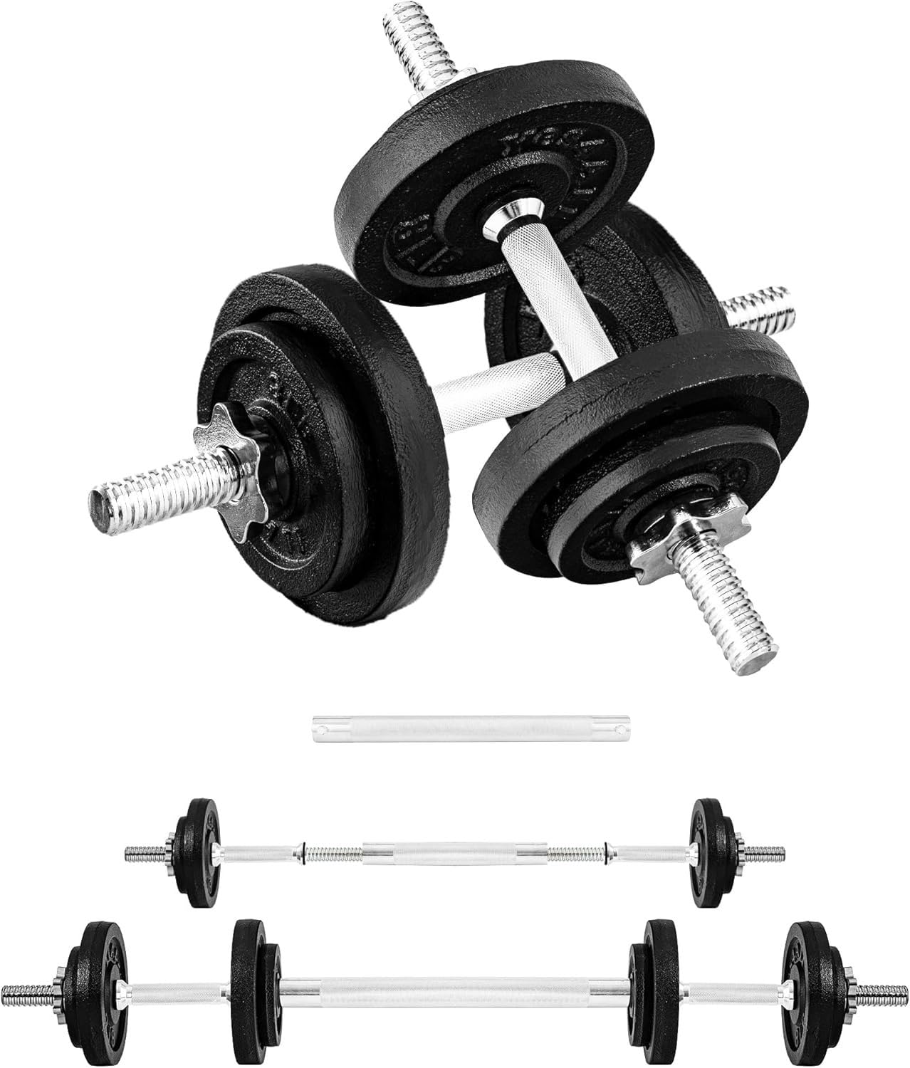 Old School Adjustable Dumbbell Set with Weight Plates, Star Lock Collars/Connector, 40lbs to 200lbs Adjustable Weight Plates Set