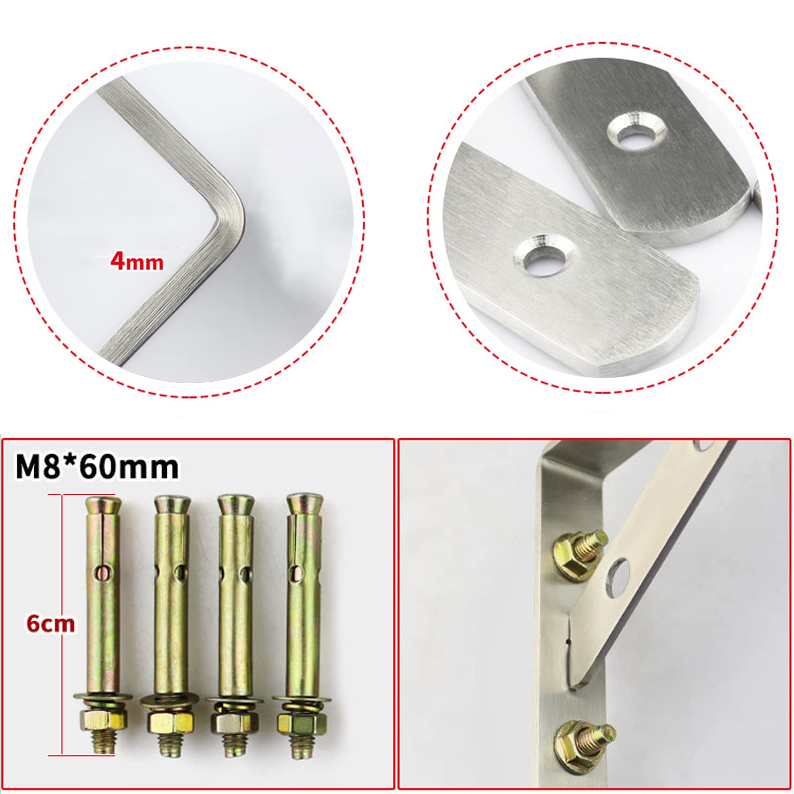 2 Pièces Support d?Étagère Flottantes en Acier Inoxydable,Équerre Étagere Murale Équerre pour Étagère Triangulaire en Métal,Equerre de Fixation 90 Degrés à Angle Droit,avec Vis (450mm/17.7in)