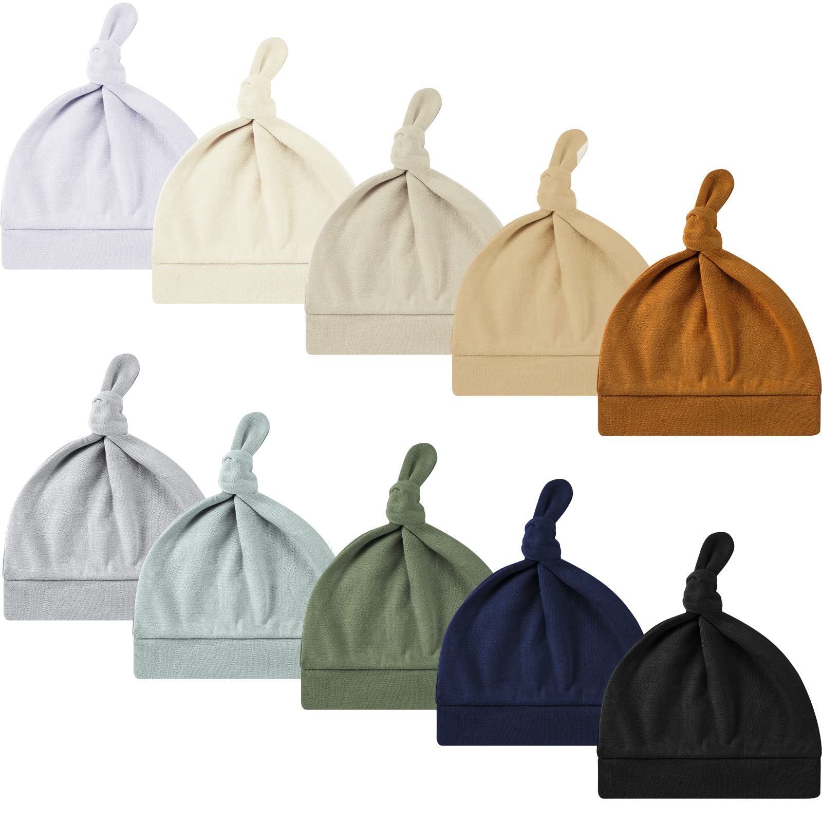 10 Pcs Baby Newborn Hats Set Stretchy Knot Beanie Hats for Boy Girl