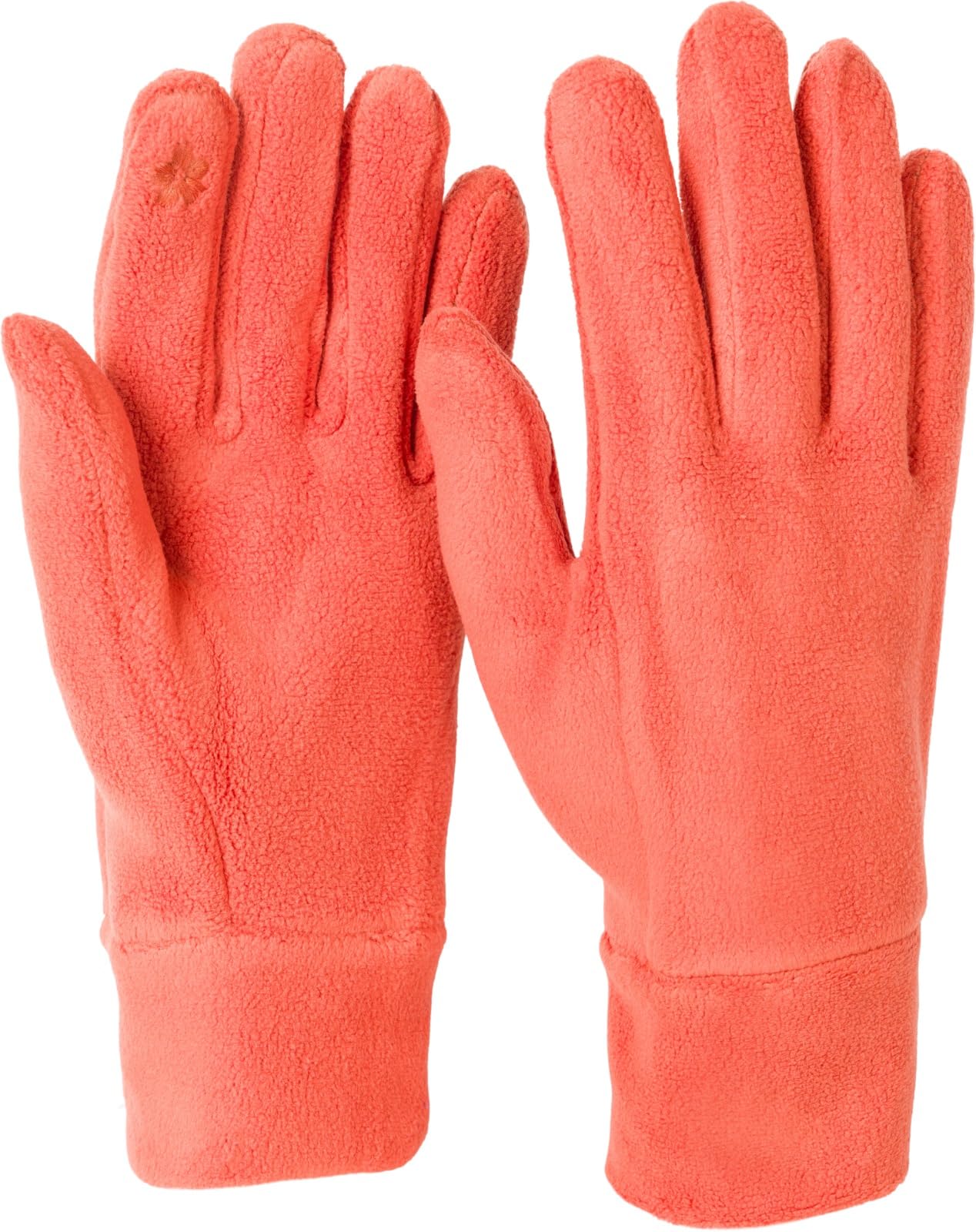 styleBREAKER Ladies Touchscreen Fleece Gloves Unicoloured, warm finger gloves, winter 09010047, Colour:Orange