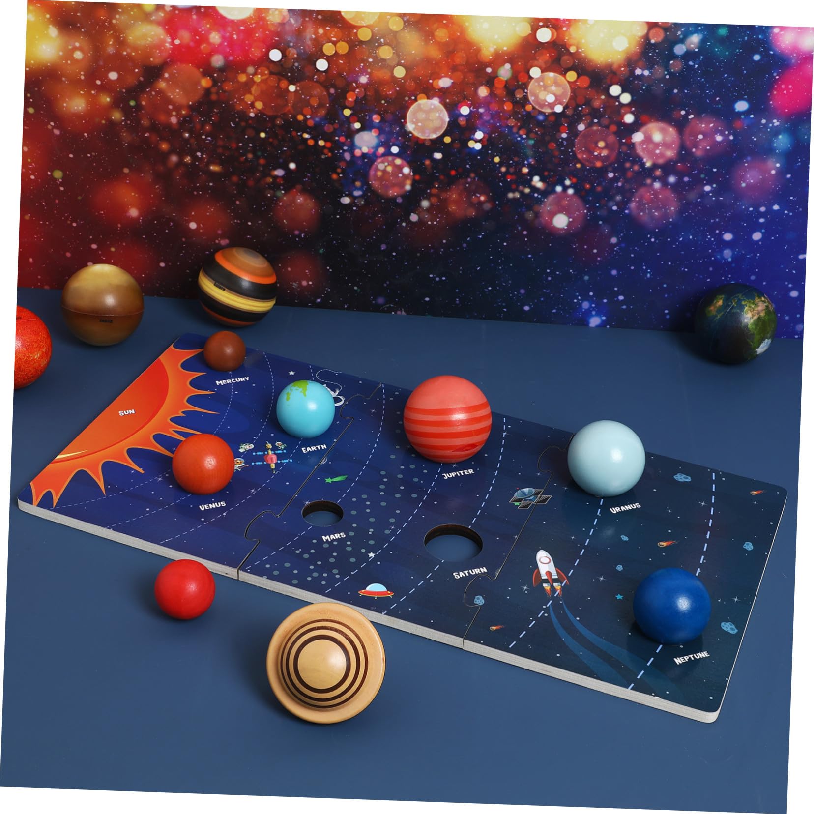 Toyvian Puzzle Planetario Solare in Legno Educativo per Bambini 3+ Anni, Giocattolo Spaziale Didattico Resistente, Pianeti Solare per Gioco e Apprendimento