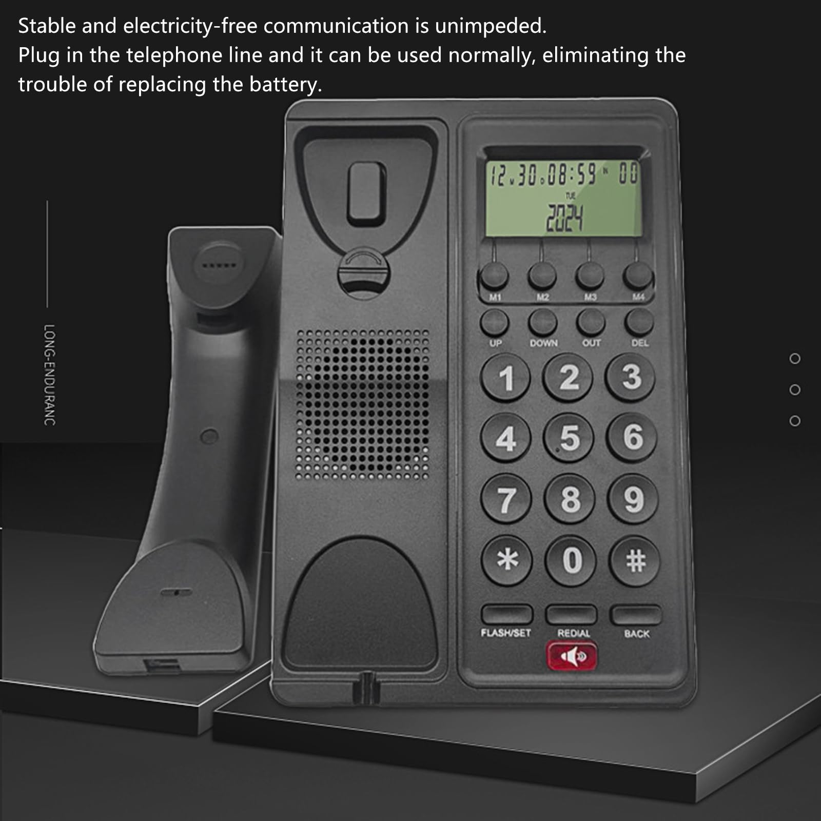 Teléfono fijo de oficina de negocios con pantalla de llamadas para habitación de huéspedes de hotel, teléfono con cable