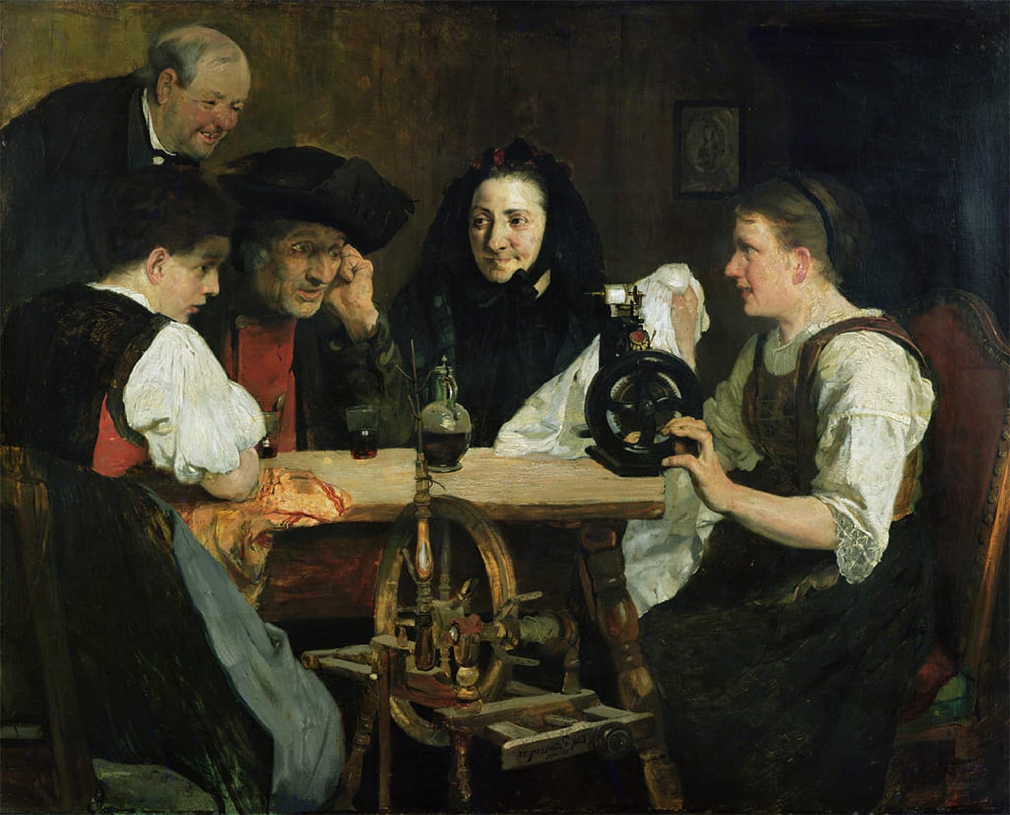 SERENDIPITP Retro Picture Poster Wall Art Pictures Painting the First Sewing Machine by Hjalmer Eilif Emanuel Peterssen Wall Art Canvas Print for Wall Decor 60x90cm