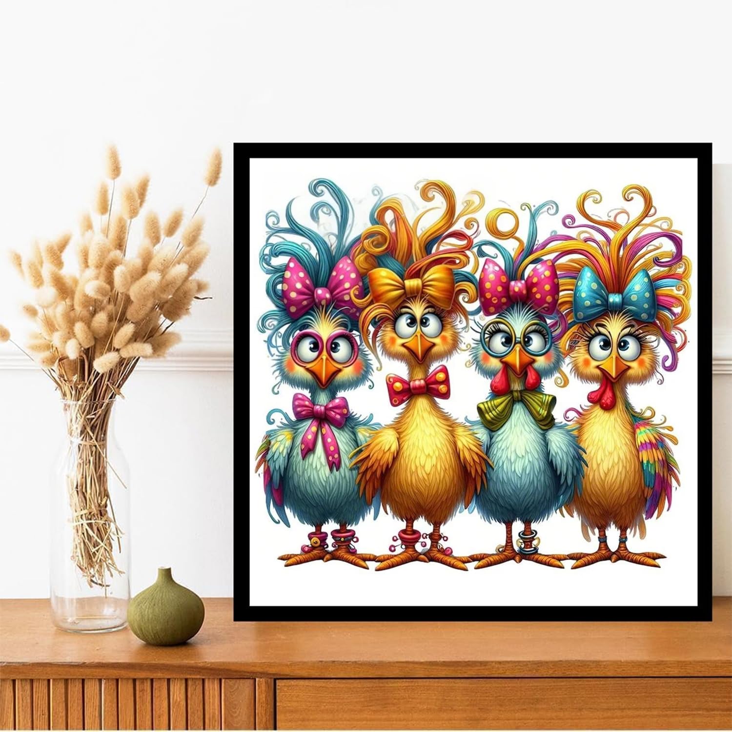 Ekuxom Chicken Diamond Art Kits for Adults, Winter Christmas Diamond Art Kits for