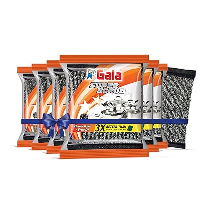 Gala Super Scrub Set Made of Steel Black Pack of 6