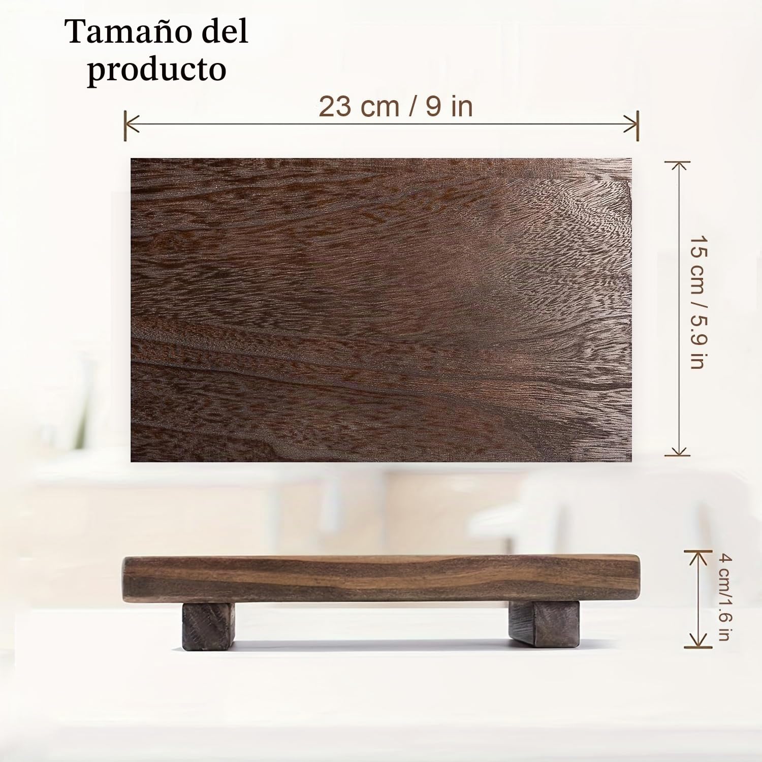 Soporte Decorativo de Madera para Jabonera, Accesorios para el Hogar | Soporte de Pedestal Madera para Encimera, Bandeja de Maderas Pequeña con Pedestal, para Cosméticos, Perfumes, Lociones