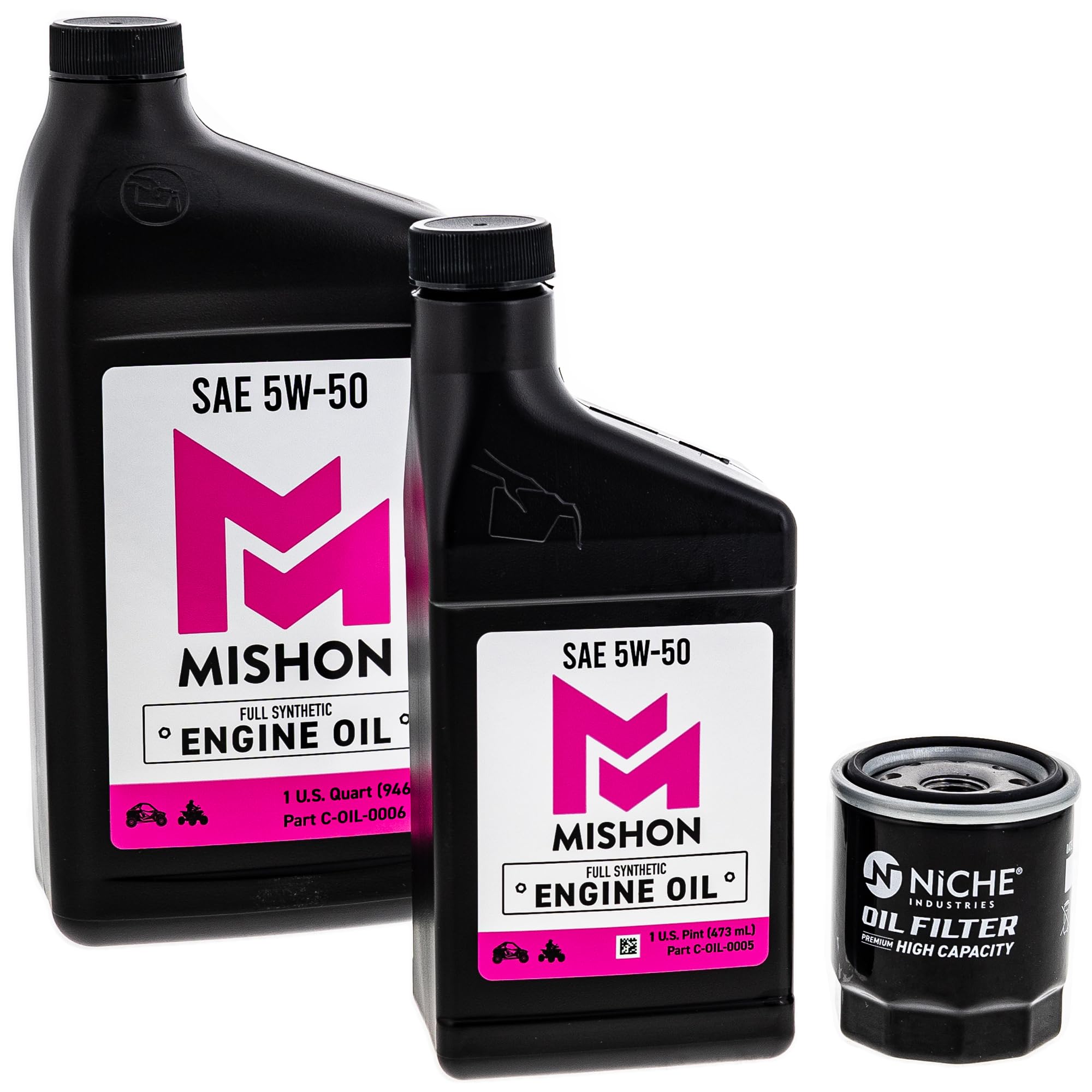 MISHON Engine Oil Change Kit for Polaris RZR 200 Ranger ACE 150 5W-50 Full-Synthetic