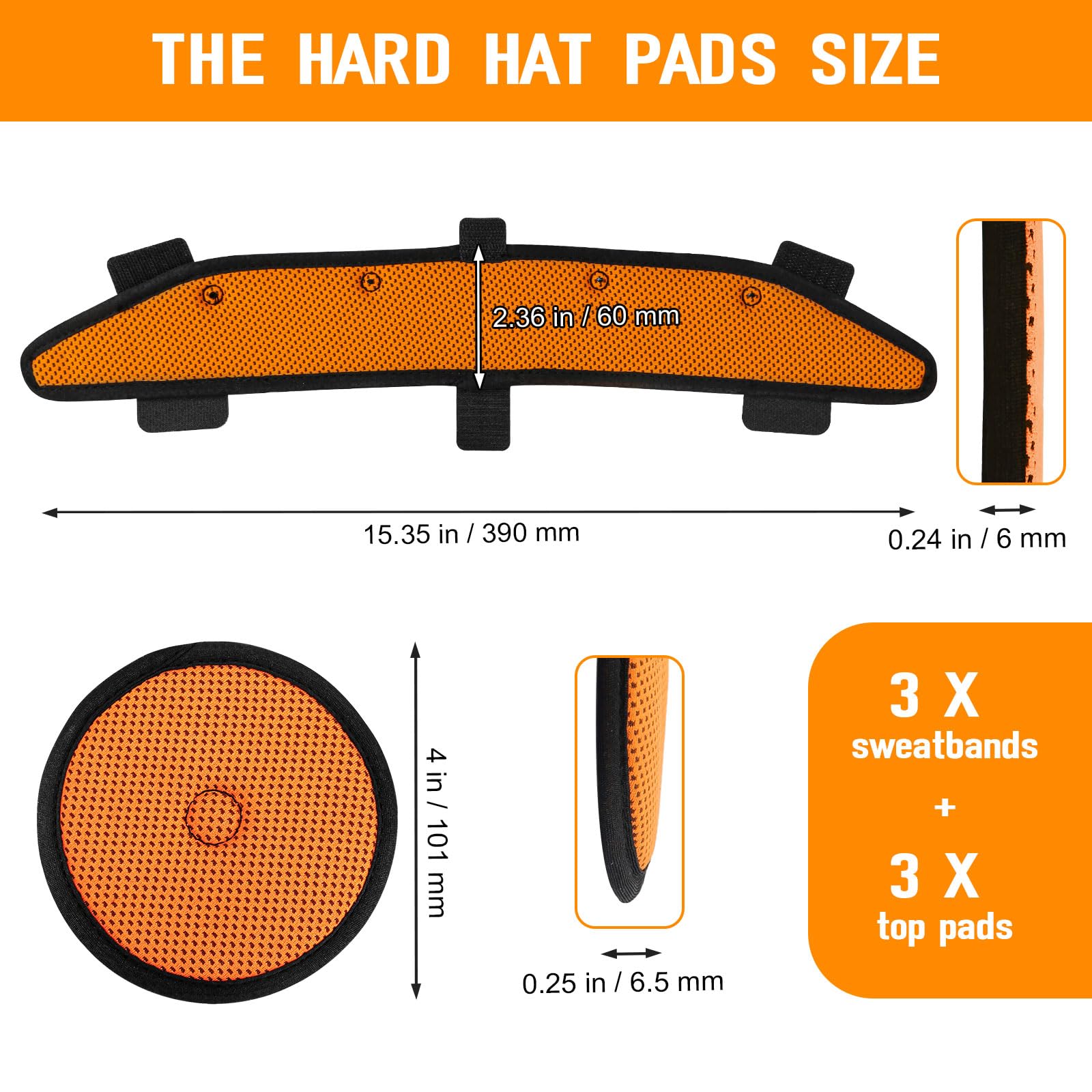 Almohadillas para la parte superior del casco duro y bandas para el sudor para casco de seguridad, juego de accesorios lavables para enfriamiento, reemplazo de banda de sudor de suspensión, diadema