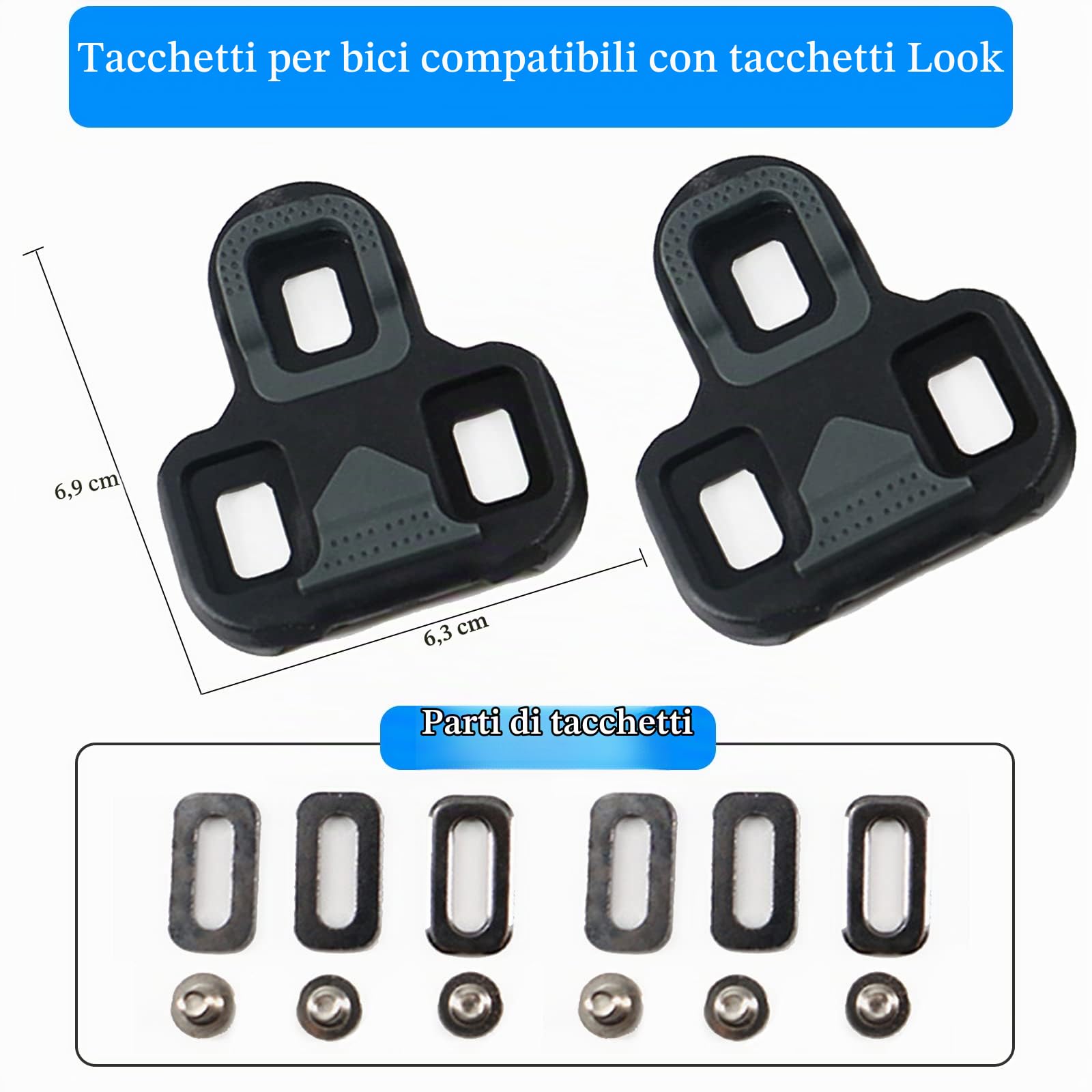 XZEIT Tacchette per Bicicletta KEO compatibili con Look Cleats (4,5° Gradi), tacchette per Bicicletta compatibili, tacchette per Bici da Strada Indoor Outdoor per Donna e Uomo e Scarpe da Ciclismo