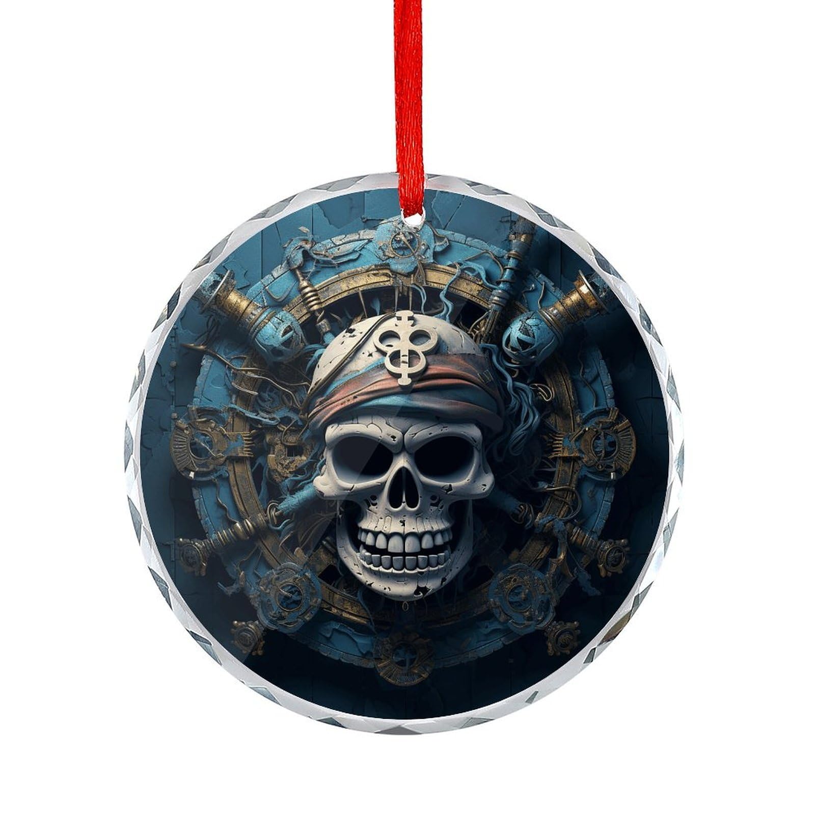Btcowzrv Style Skeleton Pirate Round Ornament Hanging Pendant Decor