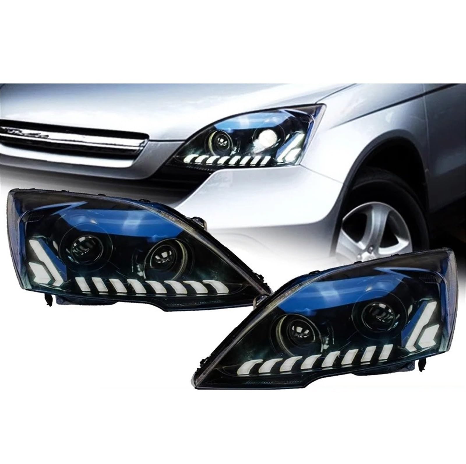 Faro Anteriore per Auto 2007-2011 Fari CRV DRL Indicatore di direzione Buon Fascio Angel Eye Lente proiettore Faro Anteriore Gruppo Faro Auto