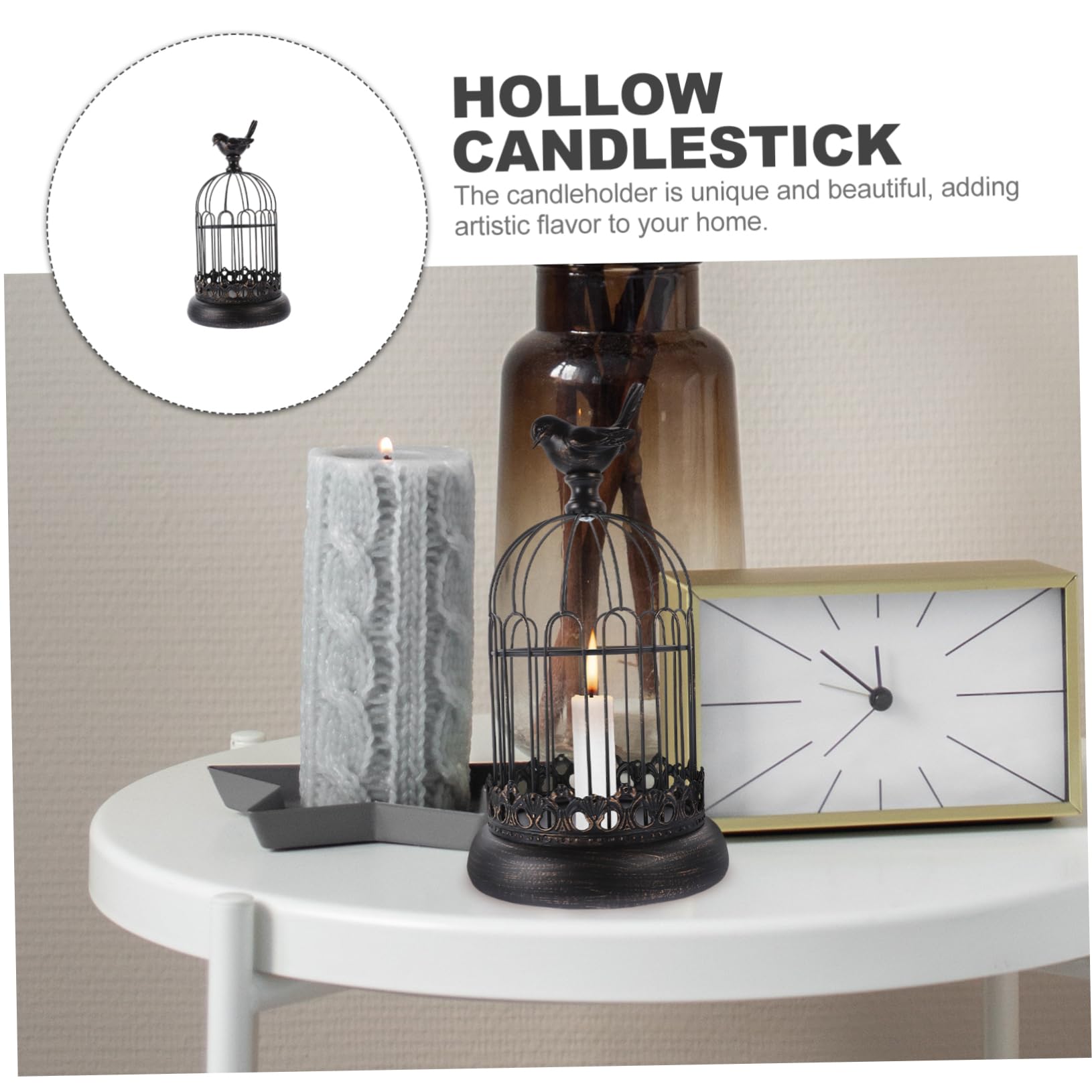 MAGICLULU 3 Stck. Leuchter-Ornament Laterne Fackel Spitzkerzen Kerzenhalter Votiv- Geführte Kerze Solar- Teelichthalter Tiki Kerzenwärmerlampe Vintage Lantern Käfig Docht Eisen Black