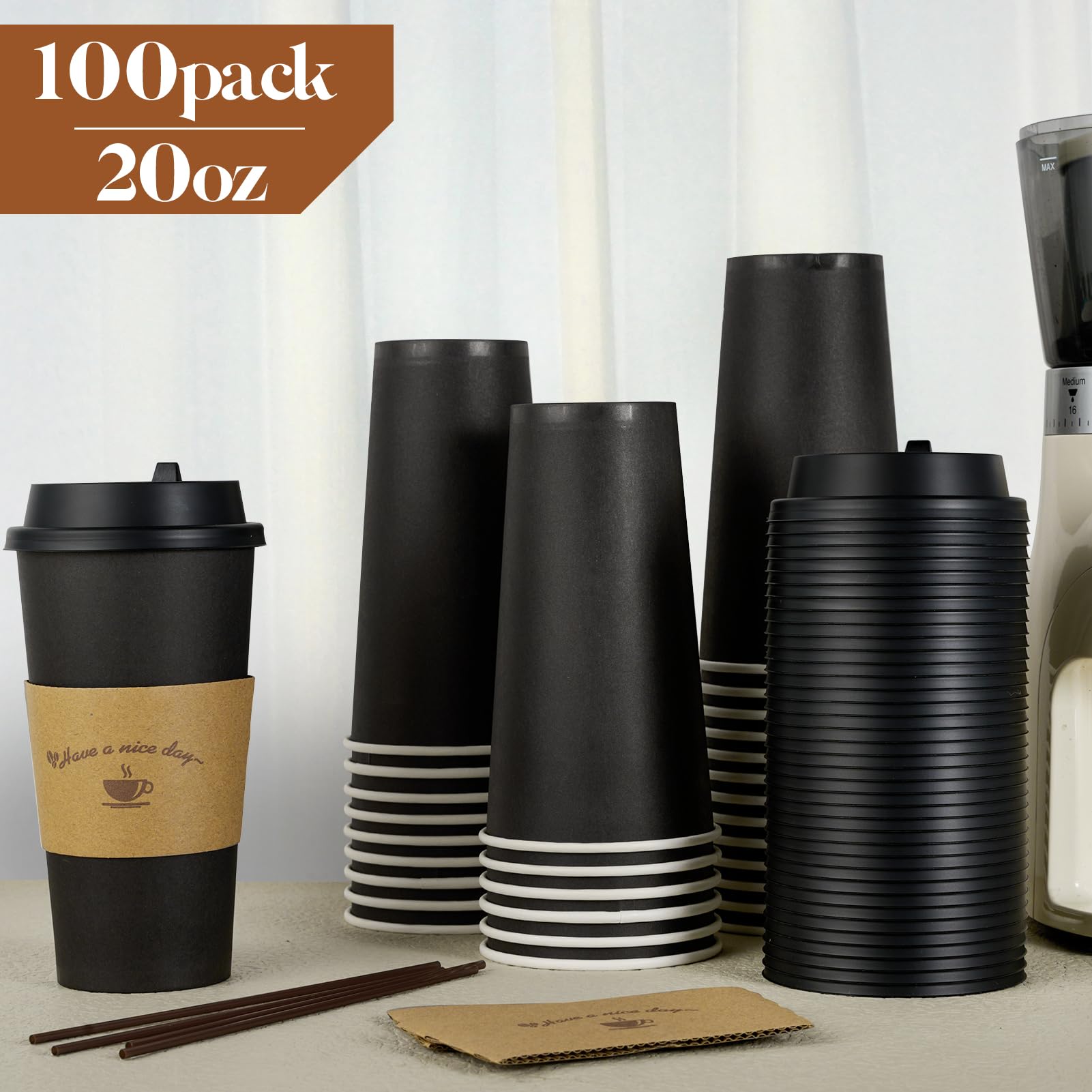 LITOPAK 100 Pack 12 oz Coffee Cups with Lids, Disposable Coffee Cups — Amazon image 10