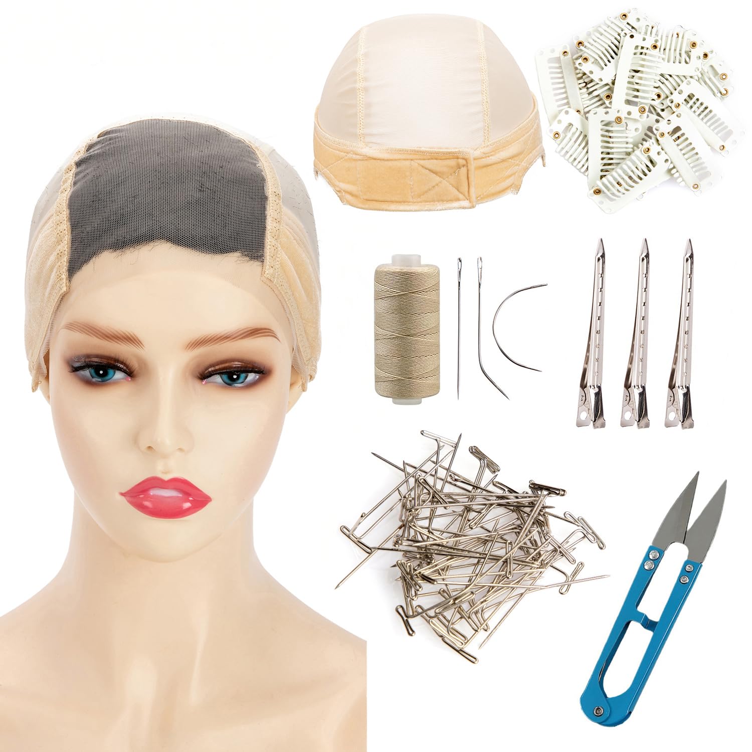Wig Caps with Grip Band for Keeping Wigs in Place Wig Caps for Women Adjustable Wig Grip Cap Band Blonde Stocking Wig Caps Wide 4x5 HD Transparent