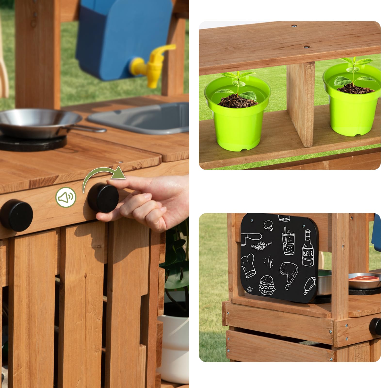 OOOK Cuisine Exterieur en Bois Enfant, Deluxe Cuisine Exterieur Enfant