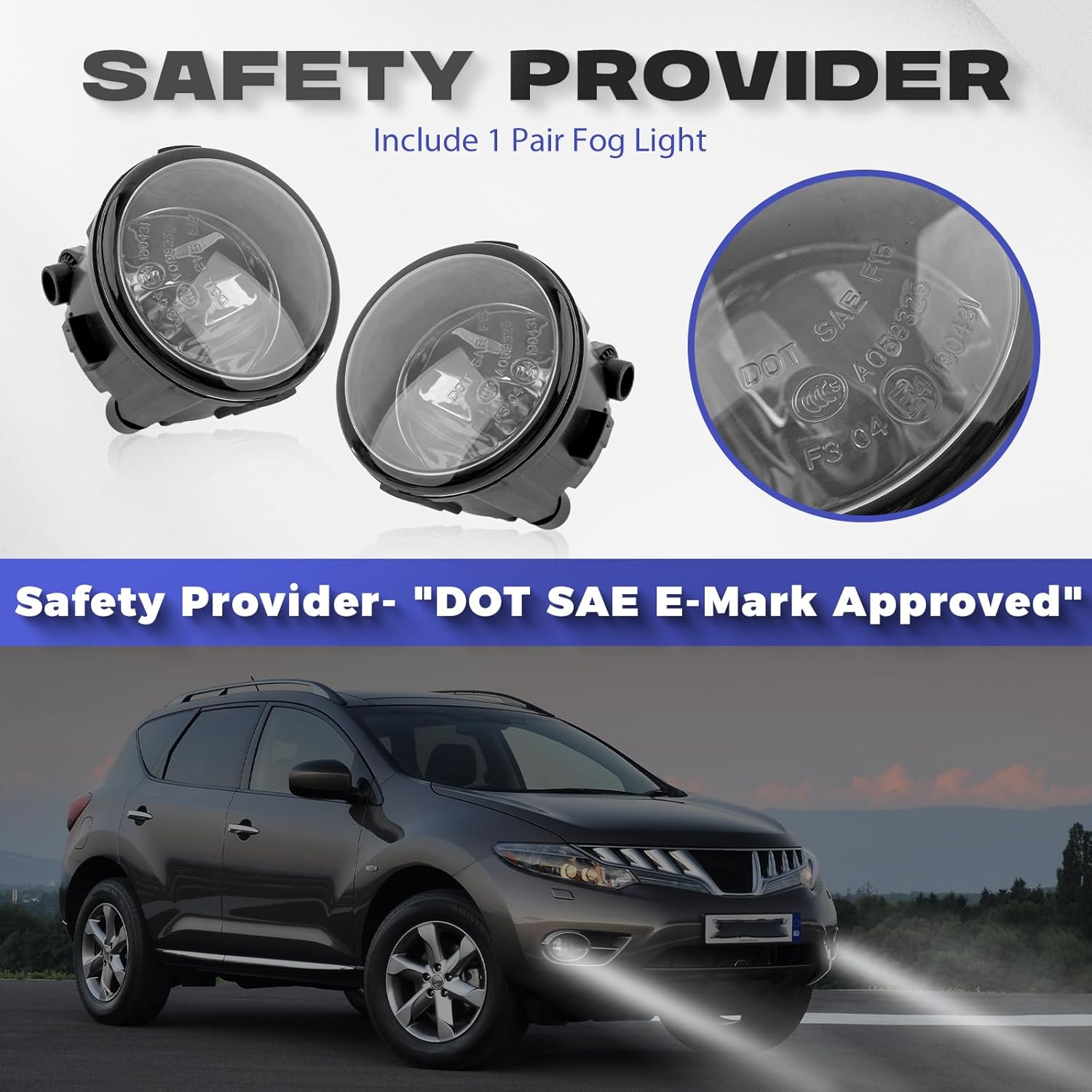Infiniti Rogue Cube Fog Lights - RP Remarkable Power, Light for 08-15 Infiniti/07-15 Juke Murano Quest Versa Driving Bumper Lamp Pair Clear Lens H11 12V 55W Kit FL7059