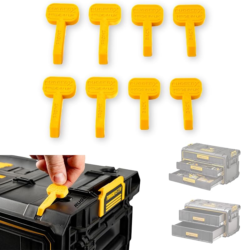 Anti-Wobble Stabilizers for Dewalt ToughSystem 2.0 Drawer Boxes | 2 Complete Kits (8 Inserts total) | Yellow, 2 PACK