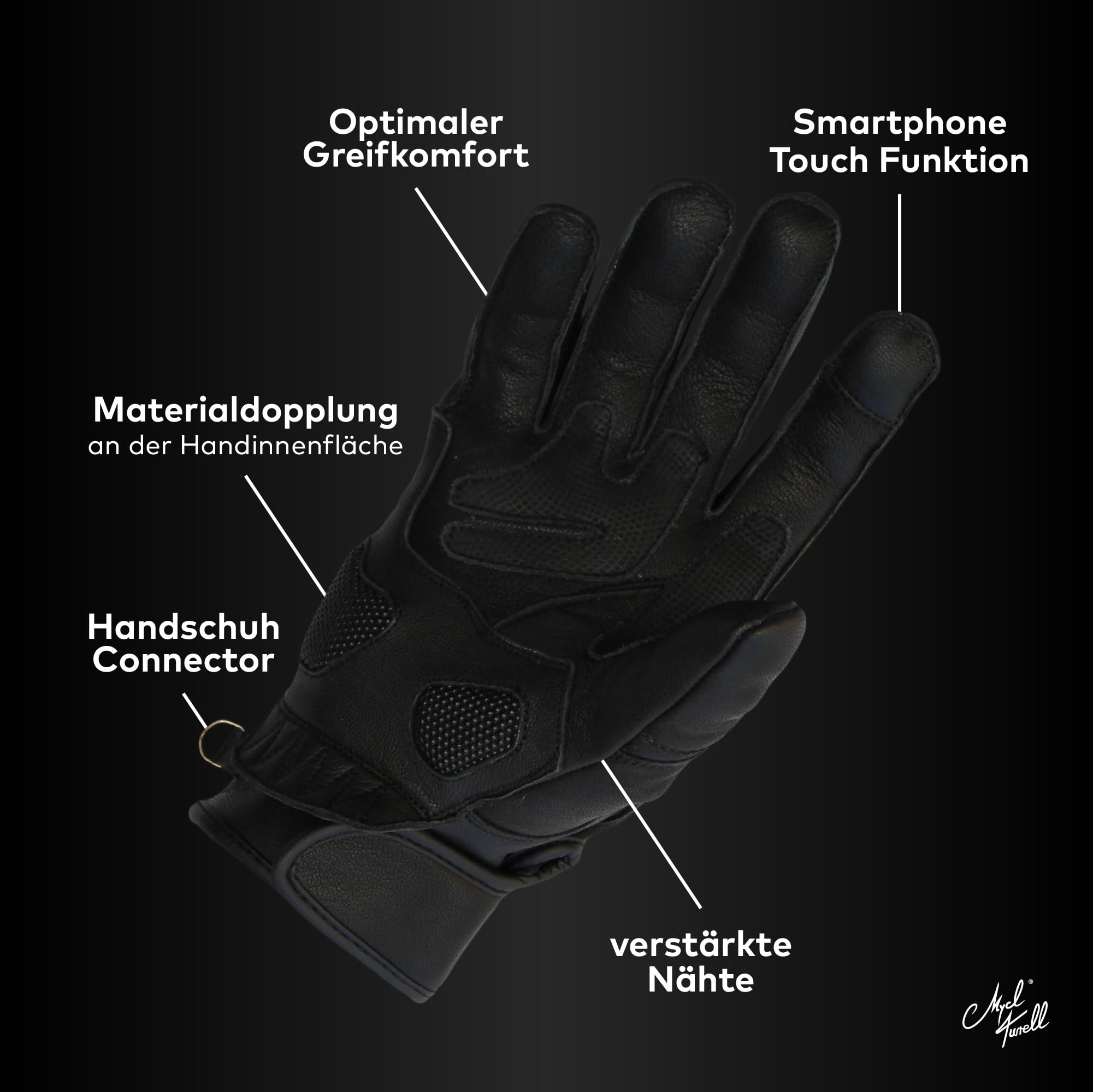 Classic Line Motorradhandschuhe Herren - Hochwertiges Echtleder, Verstärkter Knöchelschutz, Touchscreen-kompatibel, Atmungsaktiv, Einstellbar, Elegant & Sicher