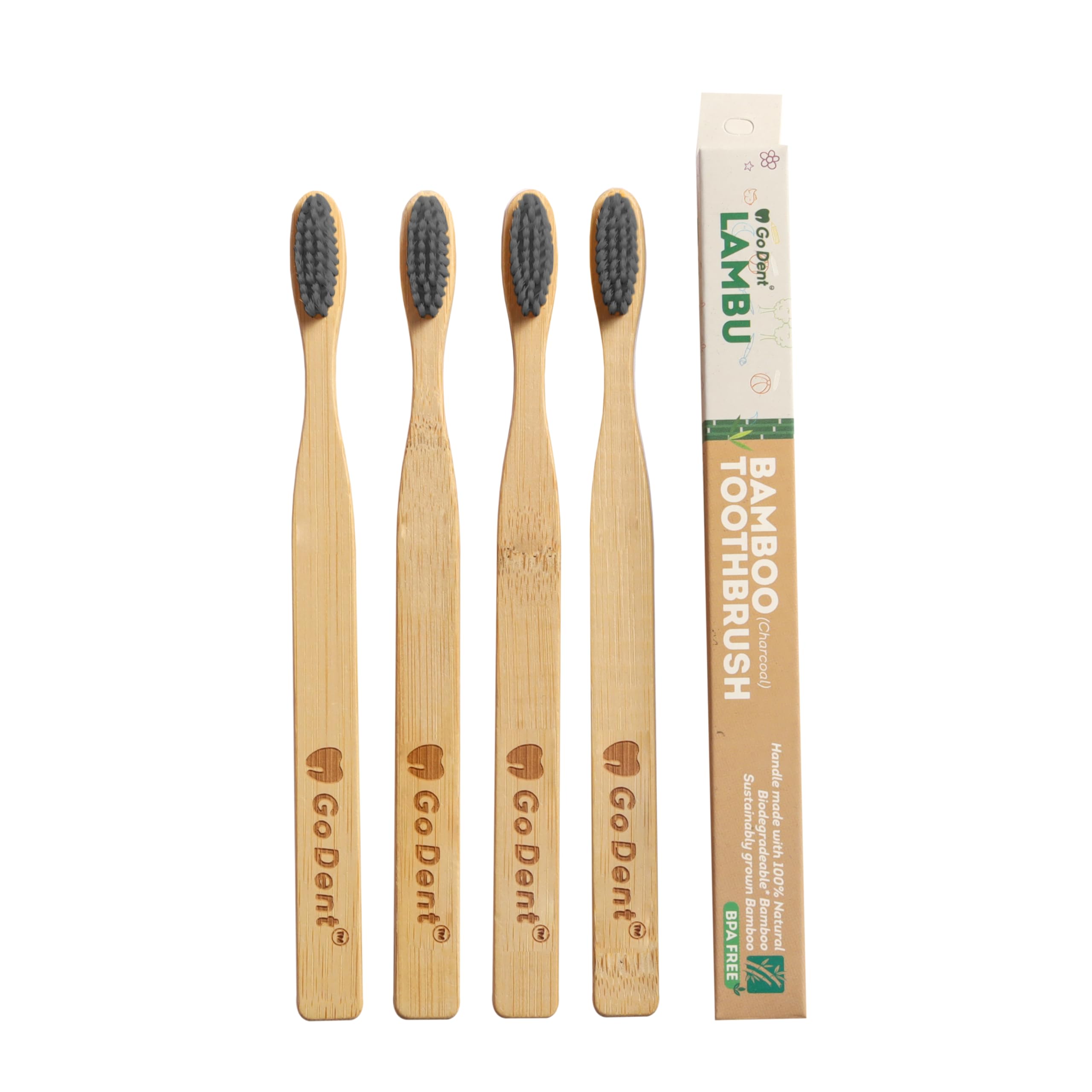 GoDent Lambu Bamboo Toothbrush | Charcoal Activated | Eco-Friendly | Bee-wax Coated | Adults Soft Toothbrush (B0CLCW9J7X) Amazon Price History, Amazon Price Tracker