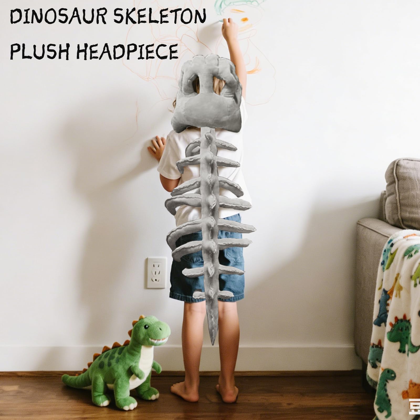 LUKIUP Kostium Dinozaura, Kostium miękkiego szkieletu dinozaura, realistyczny kostium szkieletu dinozaura, Halloween Cosplay lekka kombinezon z fosyli dinozaura, na imprezy w kostiumach
