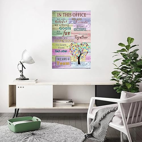 Miniatura 3 de WHAOMIOT Póster inspirador para pared, decoración de pared positiva de oficina, lienzo impreso con texto en inglés In This Office We Are A Team, las