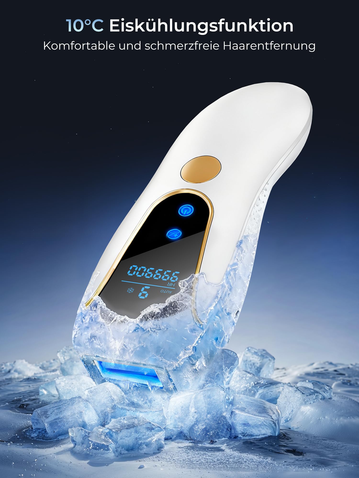 IPL Geräte Haarentfernung Laser, Schmerzfreie Haarentfernungsgerät mit Eiskühlsystem, 3 Funktionen, 9 Stufen, 600NM Rotlicht, Haarentferner zu Hause für Frauen Männer Achseln Bikini Beine Körper, Weiß