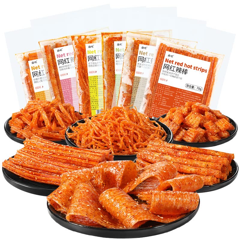 Spicy Noodle Web Celebrity Latiao Snacks , Big Spicy Piece Nostalgia Spicy, conveniente comida rápida, gluten, aperitivos casuales, tiras picantes
