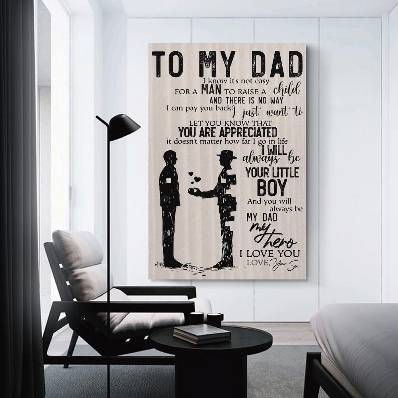 Junmoney To My Dad From Son Gift Decorative Wall Artwork 24x36inch(60x90cm), for Living Room, Lounge Or Sitting Room, A Home Accent with Warm Character