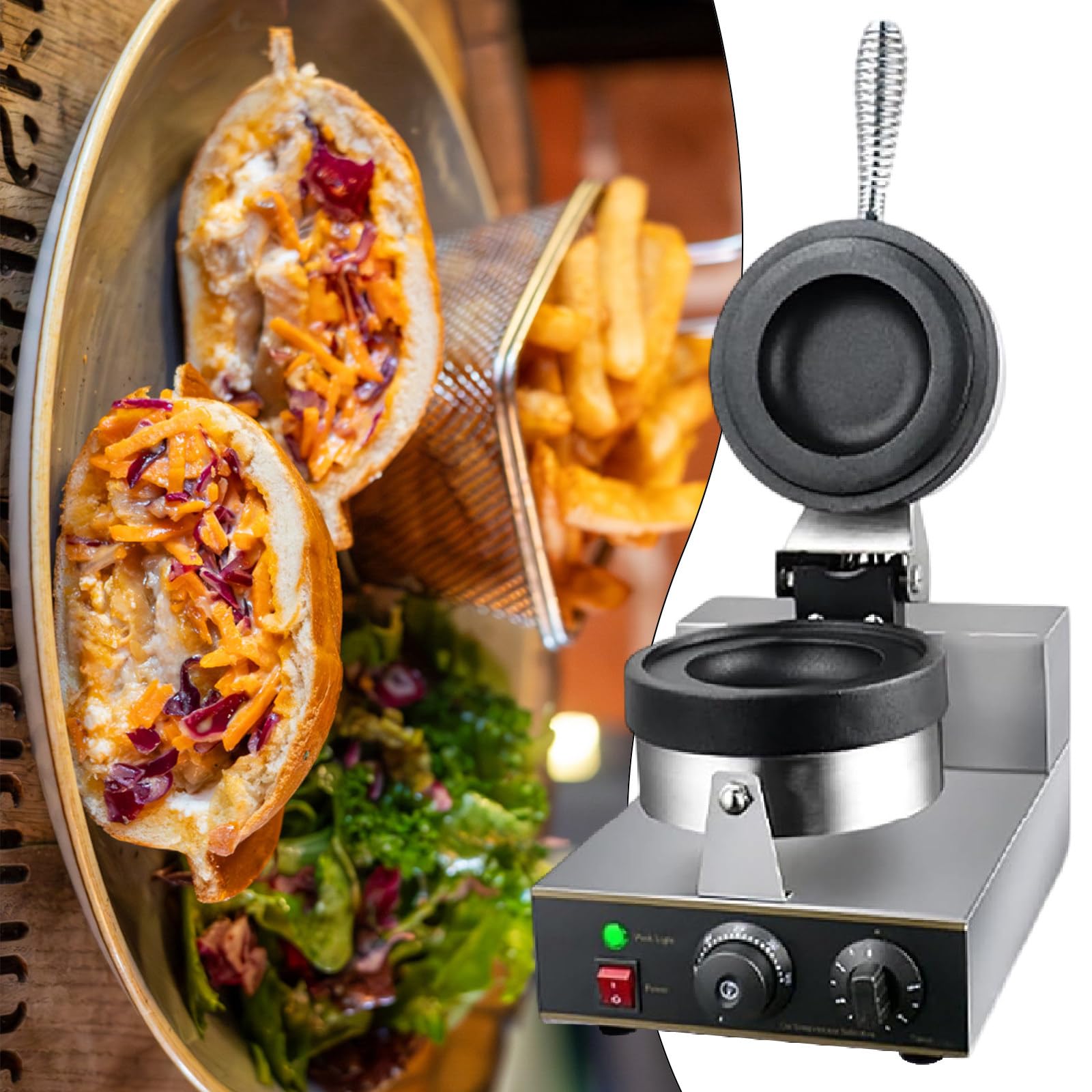 Piastra Elettrica Antiaderente Per Waffle Commerciale, Tostapane Per Pane A Temperatura Controllata, Pressa Per Hamburger Commerciale,110V