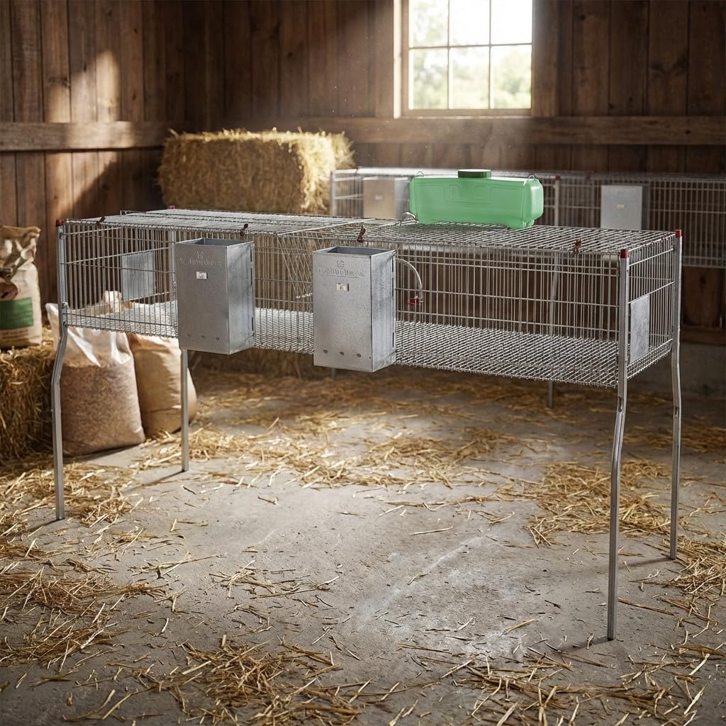Suinga Gabbia per conigli a 2 reparti e pavimento in metallo, 200 x 62 x 99 cm