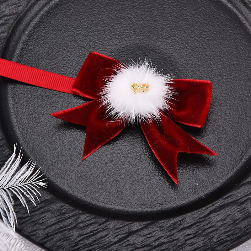 Lazos navideños para perros y pajaritas de collar para mascotas rojas 7