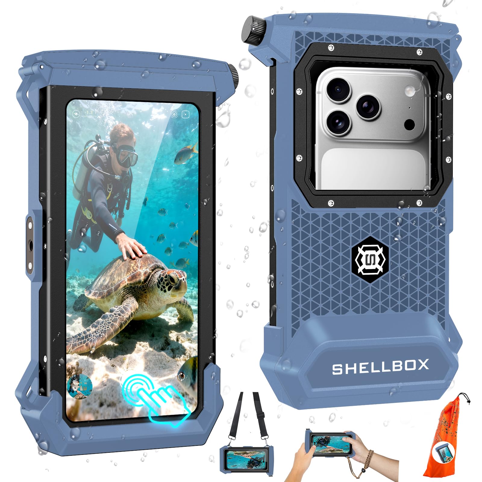 Étui de téléphone de plongée de 30 m, boîtier sous-marin à écran tactile complet pour iPhone 17/16/15/14/13/12 Pro Max et Samsung Galaxy S24/S23/S22/S21, IPX8 Étui étanche pour photo/vidéo (Gen 5