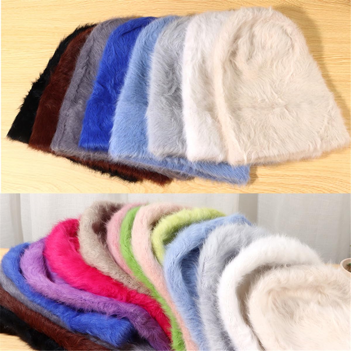 Gorro de piel sintética para hombres y mujeres, gorro de punto cálido de invierno suave y cálido, gorro de esquí, gorro de punto de calavera de esquí, gorro de invierno holgado, gorros unisex