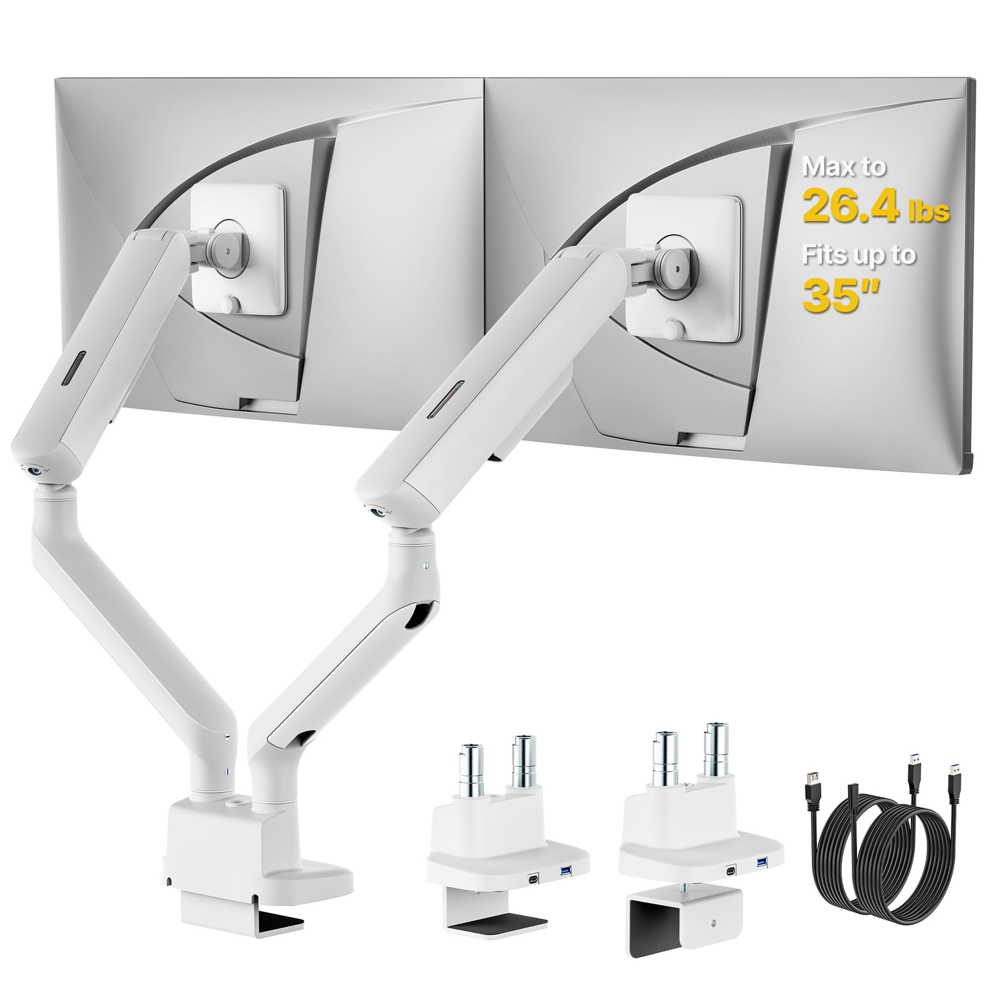 monTEK monTEK Mechanical Spring Dual Monitor Arm with USB for 27 32 34inch Screens