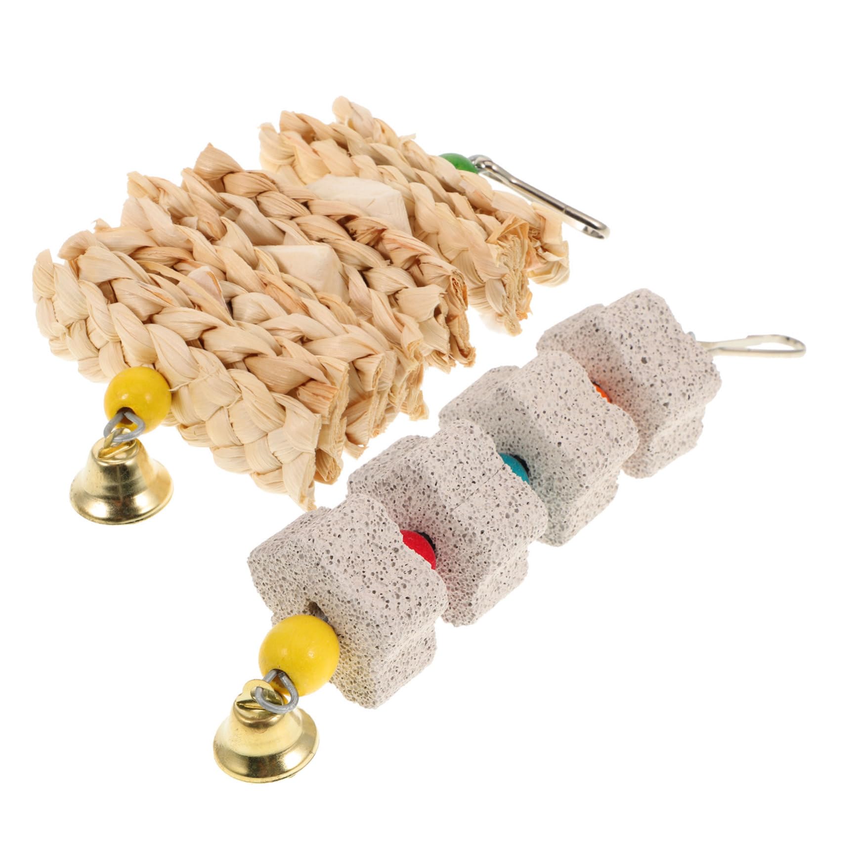 Hohopeti 2Pcs Pet Bird Chewing Hanging Grinding Stones for Parrots Material for Healthy Teeth for Cockatiels and Budgies