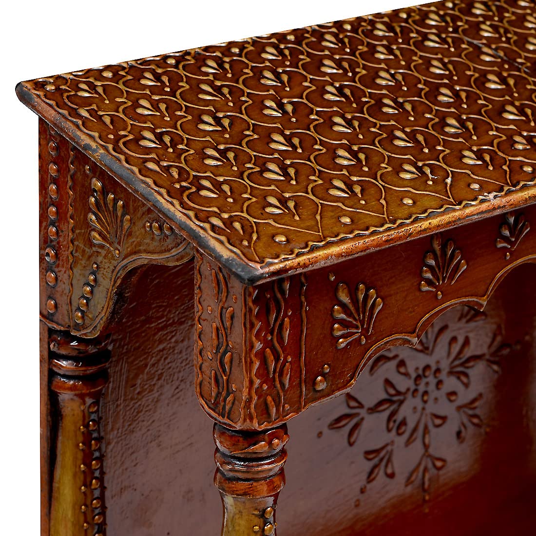 Medieval Arts Wooden Hanging Temple for Home | Wall Mount Pooja Mandir Hut Style | Small Wooden Mandir for Wall | Handcrafted Pooja Ghar |(Color: Copper,Size: 19 x 6 x16 inch) 3