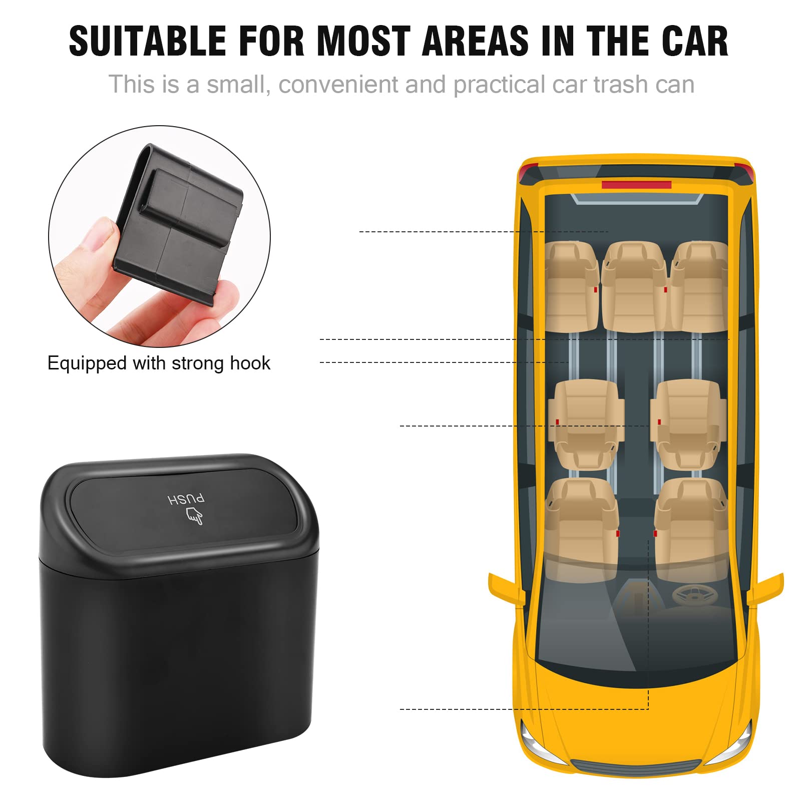 Roll-Mülleimer Für Auto - Drehbar & Auslaufsicher In Schwarz (Aluminium)