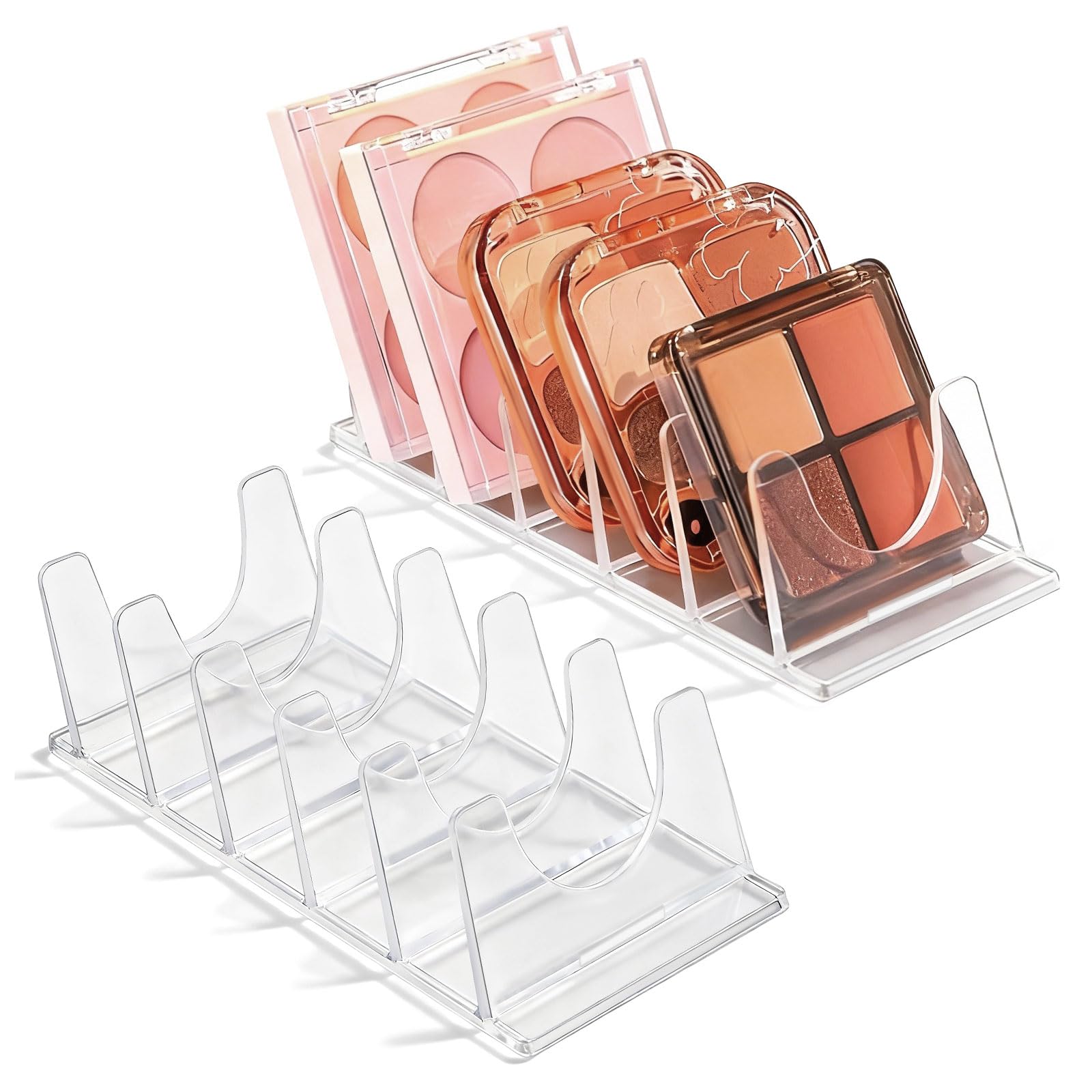 Makeup Organizer, Slanted Eyeshadow Palette Organizers with 5 Slot Display Cases, Cosmetic Make Up Storage Holder Fit Cd, Vanity, Drawer, Counter, 2 Pieces