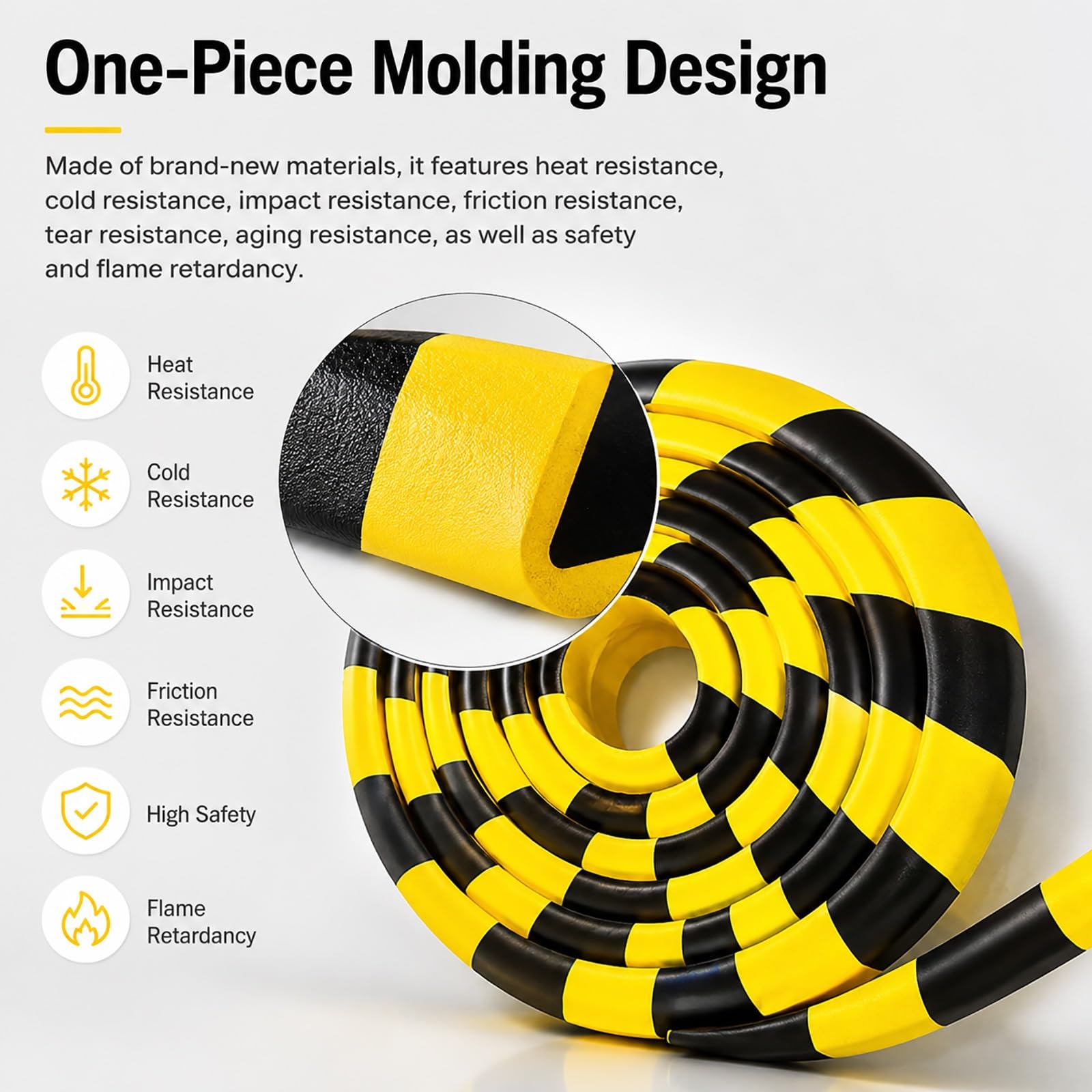 Protector Esquinas Pared Negro Amarillo de Espuma, Protector Mural Autoadhesivo 500Cm, Pack de 4 Protecciones Industriales for Borde Maquinaria