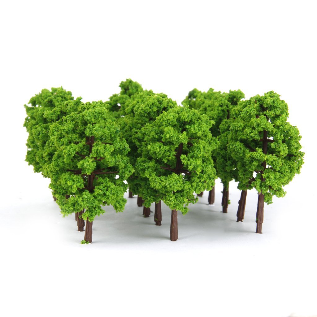 MAXXLITE Model Trees - Train Scenery - 20 x Model Trees - Age 6+, Adult - Green - 8cm / 3.15inch - Plastic - Indoor Use