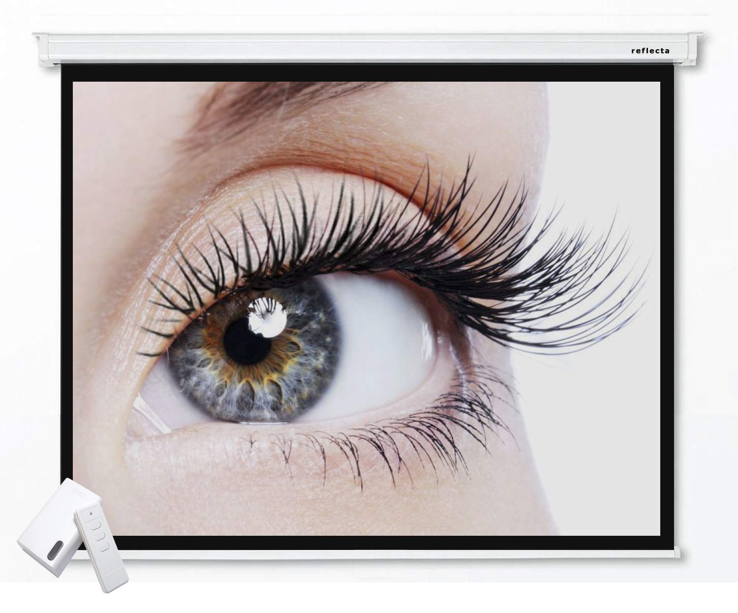 Home Theatre & Business - Schermo motore universale per videoproiettore, 200 x 159 (196 x 147), lunghezza alloggiamento 227 cm, 4:3/97", HDTV/Full HD, 3D, 4K, alloggiamento quadrato, lato sinistro,