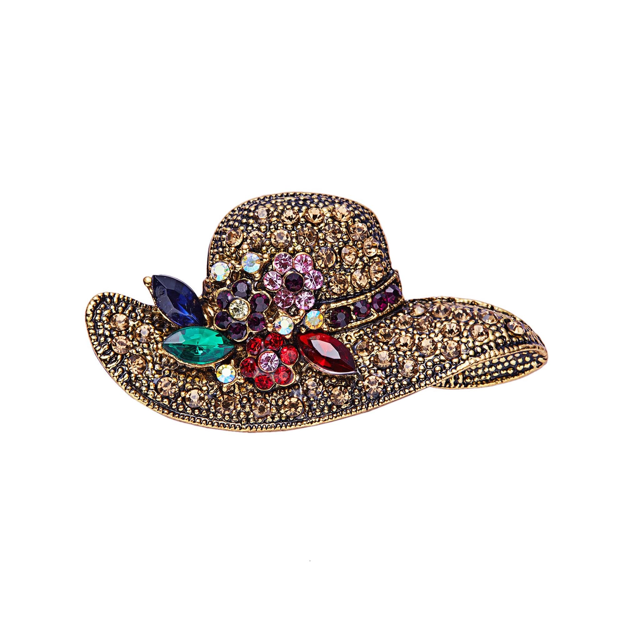 RINHOO Crystal Pearl Initial Brooch Gold Plated Enamel Colorful Letter Alphabet Breastpin Pin Jewelry for GIFTS (Hat-1)