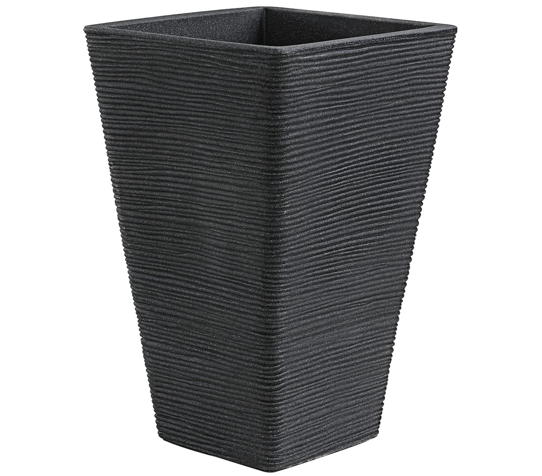 Dehner Capri Plant Vase Approx. 35 x 35 x 55 cm Plastic Anthracite
