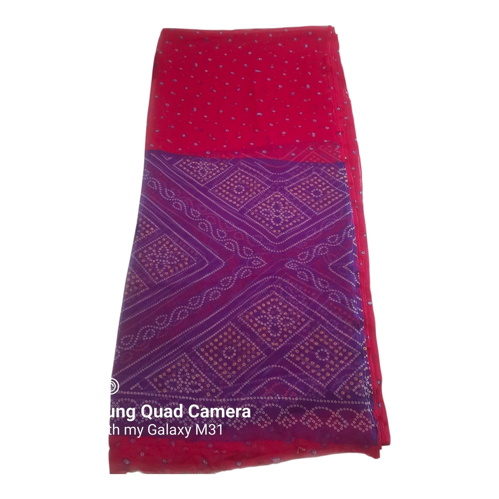 Pink and Purple Chiffon Saree, Bandhani Print, Lightweight Ethnic Wear for Party, Festival and Daily Use-image-48